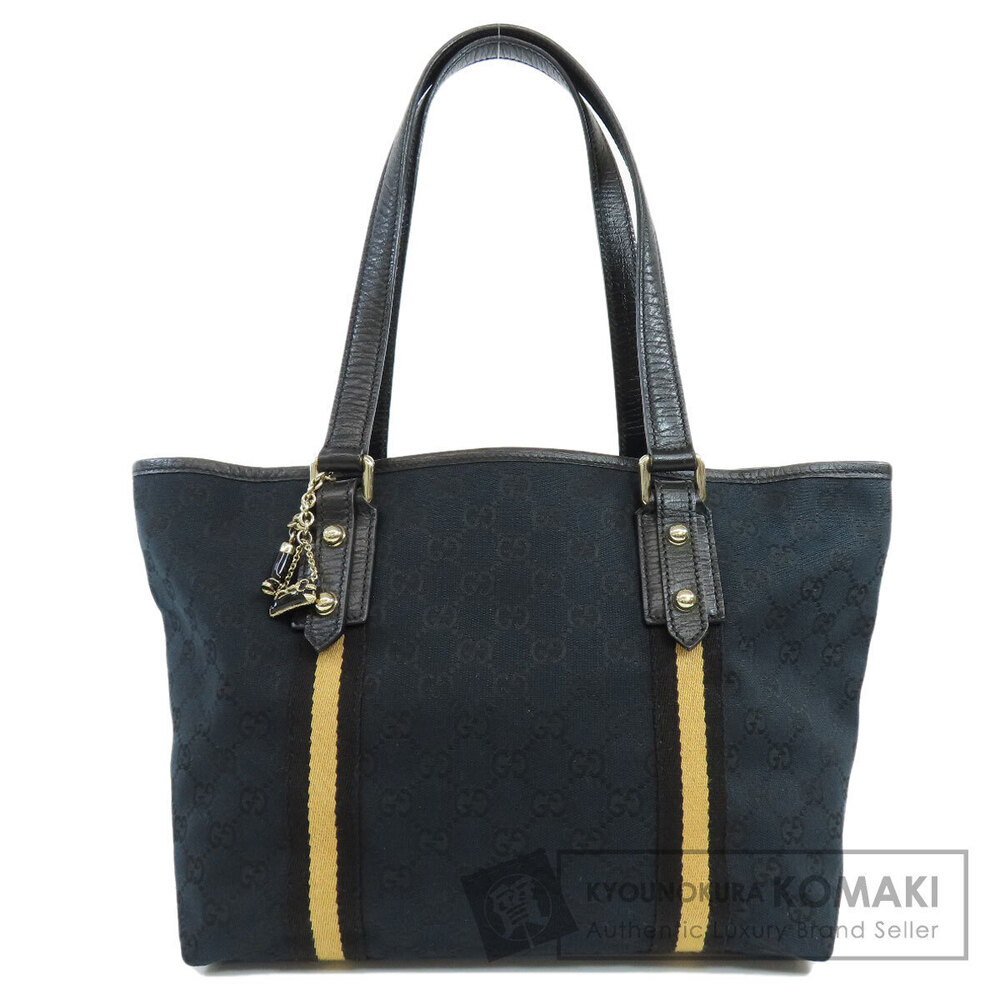 Gucci Jolicoeur tote bag black GG monogram yellow beige stripe leather